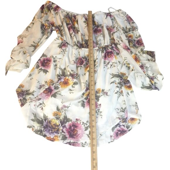 Love J Dress 2X Mini  Ruffle Floral Bell Sleeves Feminine Fairy Romantic Kawaii - Picture 10 of 16